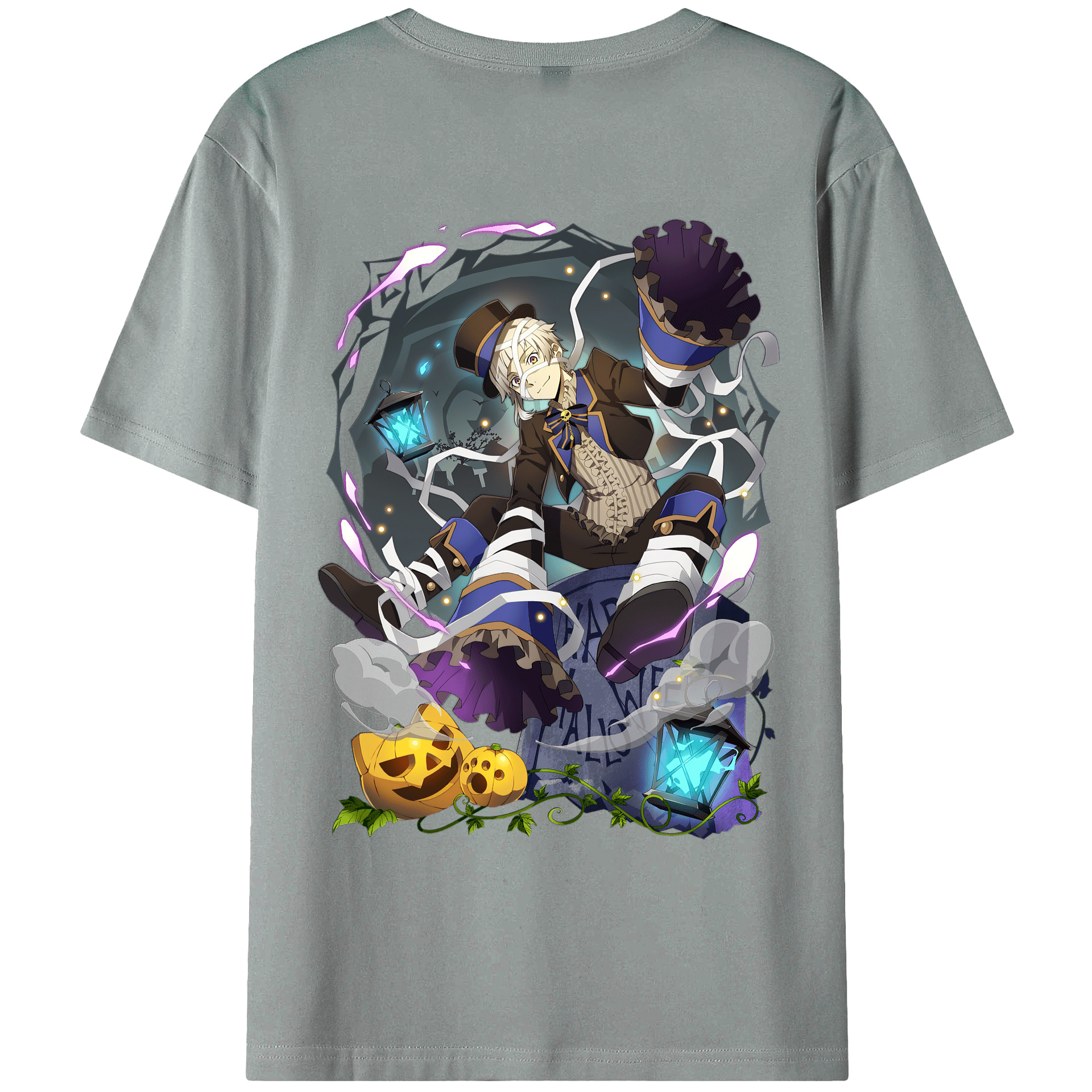 （画像用） 文豪ストレイドッグス Bungo Stray Dogs 綿100％ メンズ半袖Tシャツ（バックプリント） 通気性